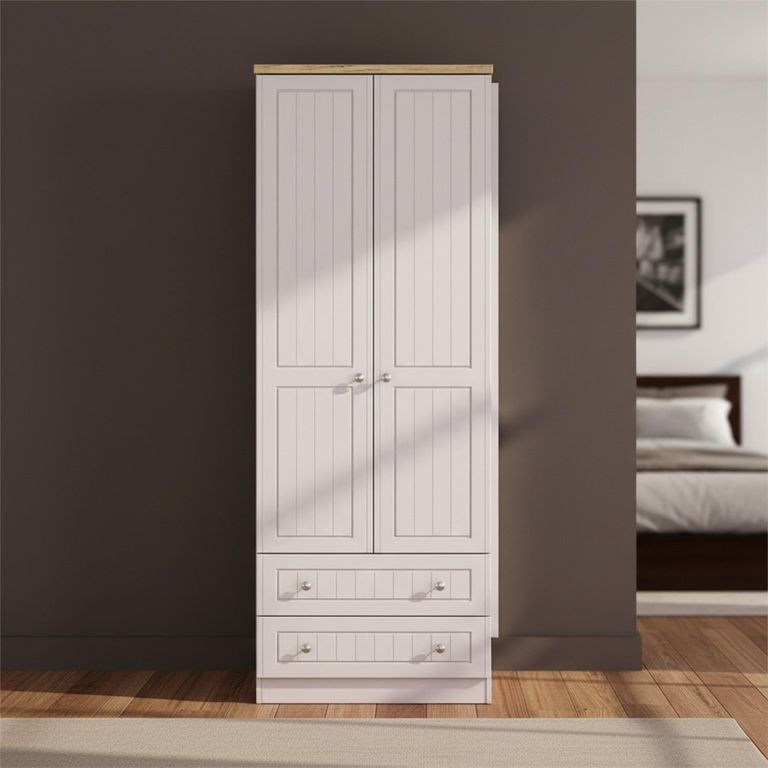 Vienna Wardrobe - 2 Door - 2 Drawer - Tall - Cashmere