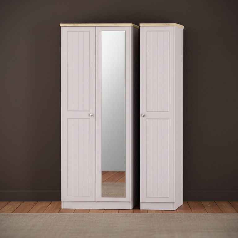 Vienna Wardrobe - 3 Door - 1 Mirror - Tall - Triple - Cashmere