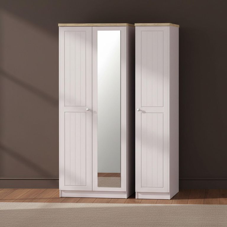 Vienna Wardrobe - 3 Door - 1 Mirror - Triple - Cashmere