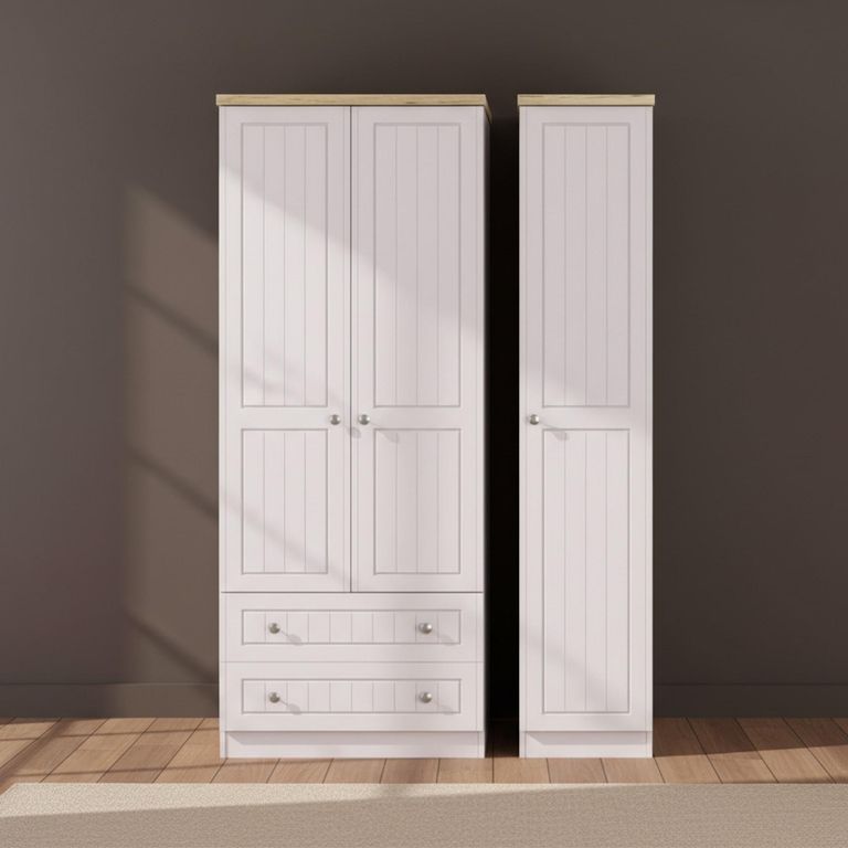 Vienna Wardrobe - 3 Door - LHF 2 Drawers - Triple - Cashmere