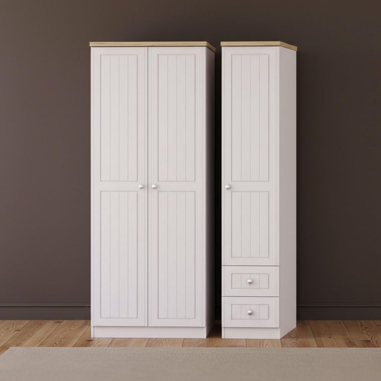 Vienna Wardrobe - 3 Door - RHF 2 Drawers - Triple - Cashmere