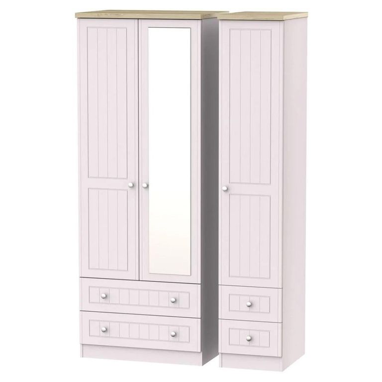 Vienna Wardrobe - 3 Door - 1 Mirror - Tall - Combi - Cashmere
