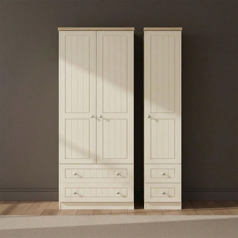 Vienna Wardrobe - 3 Door - 4 Drawers - Tall - Triple - Cream