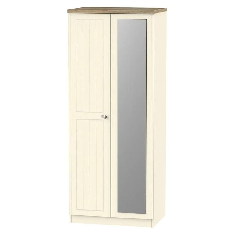 Vienna Wardrobe - 2 Door - 1 Mirror - Cream