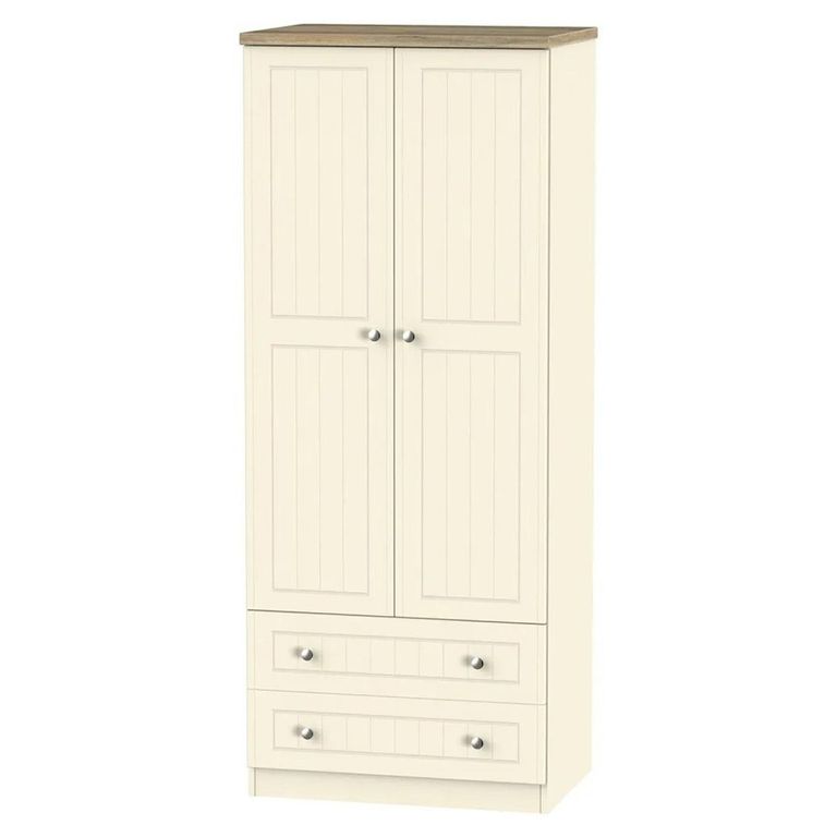Vienna Wardrobe - 2 Door - 2 Drawer - Double - Cream