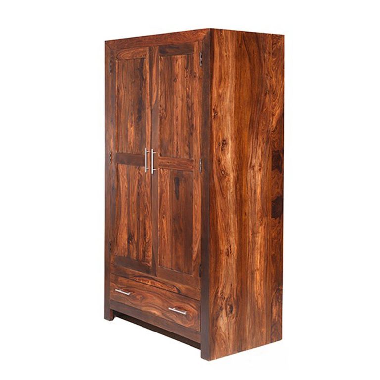 Cube Sheesham 2 Door 1 Drawer Double Wardrobe