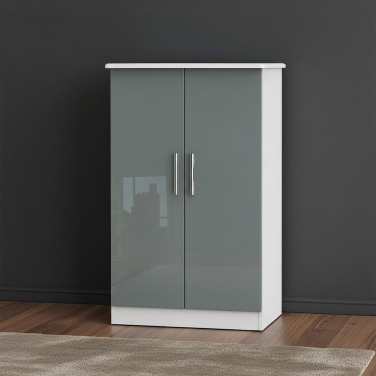 Knightsbridge Wardrobe - Midi - Grey Gloss and White