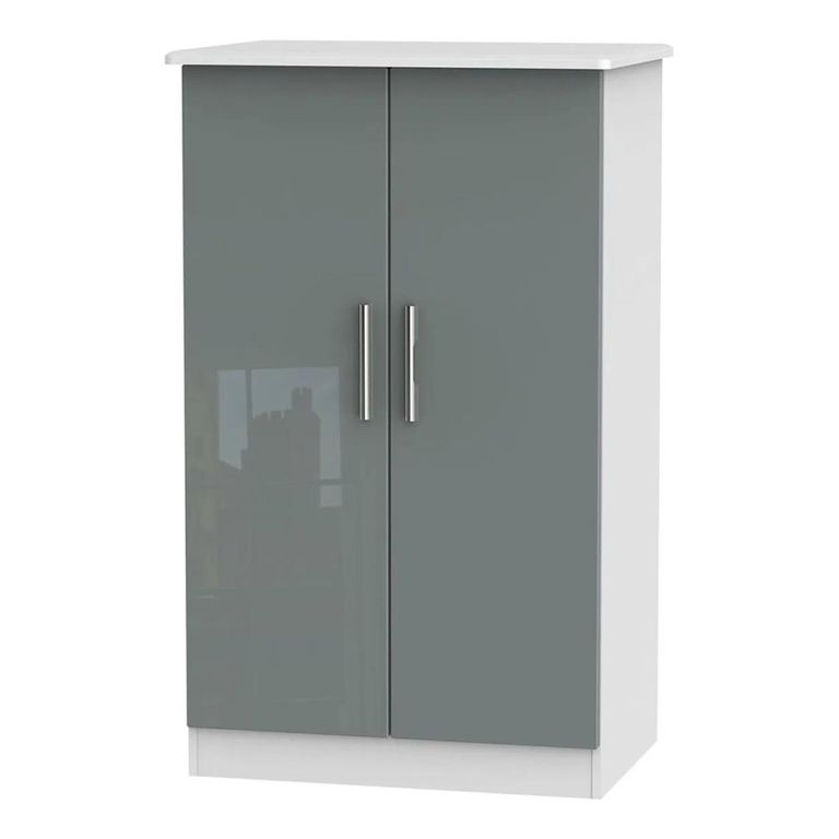 Knightsbridge Wardrobe - Midi - Grey Gloss and White