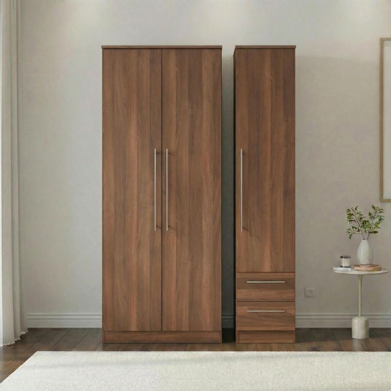 Sherwood Wardrobe - 3 Door - RHF 2 Drawer - Tall - Triple - Walnut