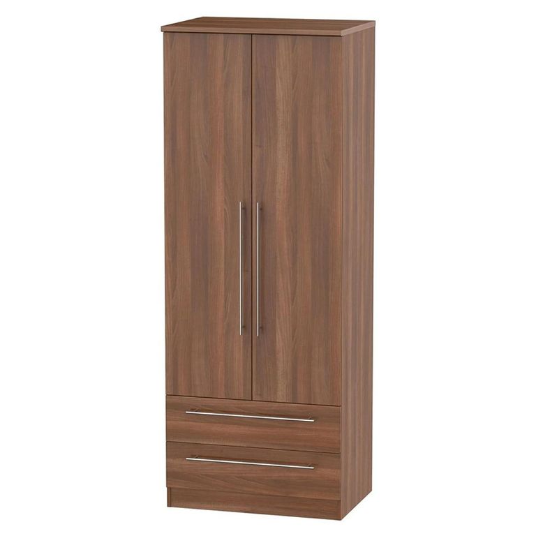 Sherwood Wardrobe - 2 Door - 2 Drawer - Tall - Walnut