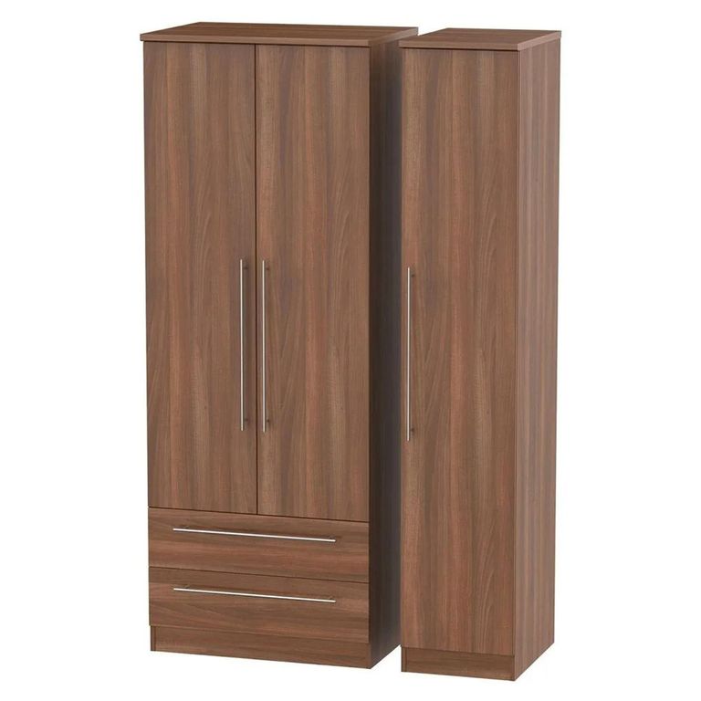 Sherwood Wardrobe - 3 Door - LHF 2 Drawer - Tall - Triple - Walnut