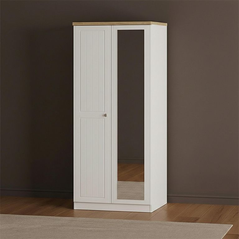Vienna Wardrobe - 2 Door - 1 Mirror - Porcelain