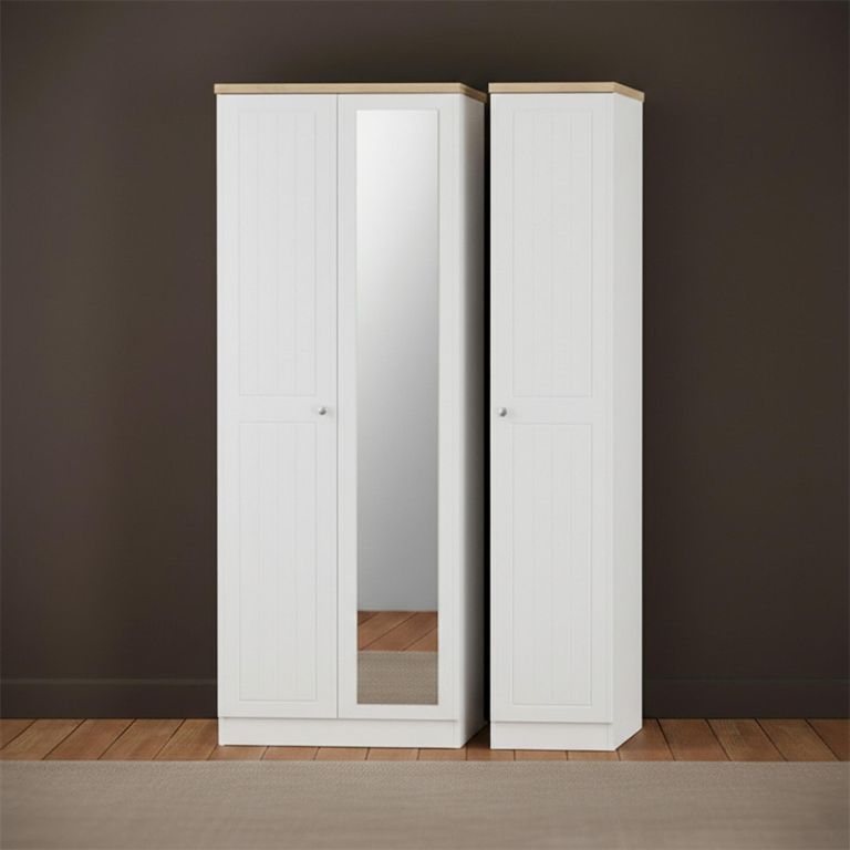 Vienna Wardrobe - 3 Door - 1 Mirror - Tall - Triple - Porcelain
