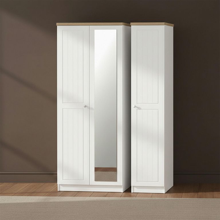 Vienna Wardrobe - 3 Door - 1 Mirror - Triple - Porcelain
