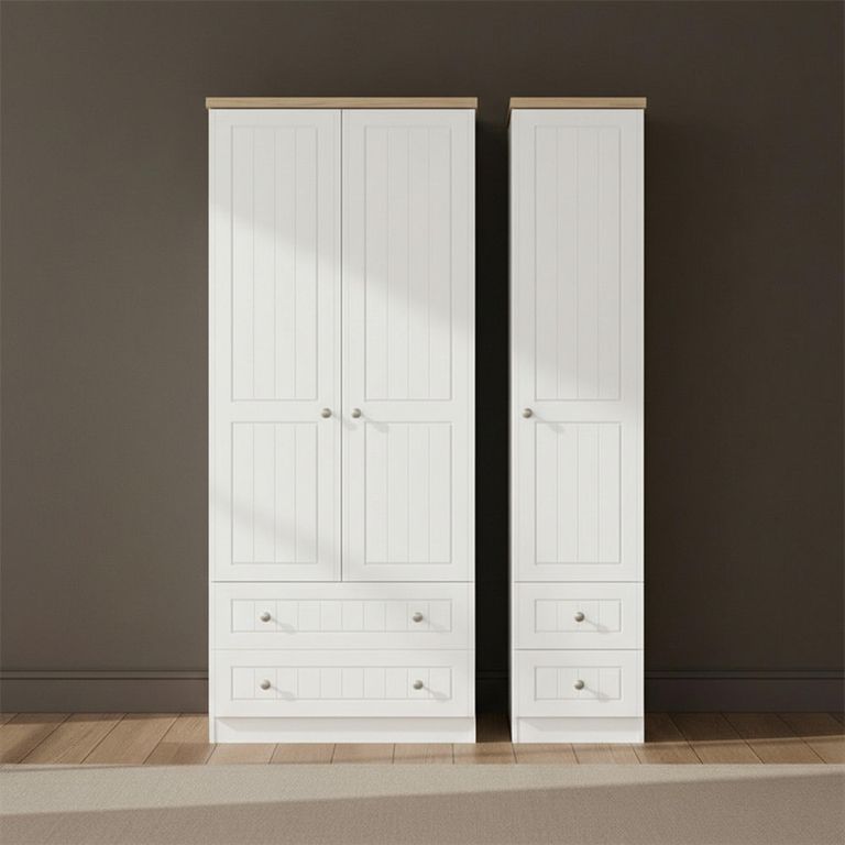Vienna Wardrobe - 3 Door - 4 Drawers - Tall - Triple - Porcelain