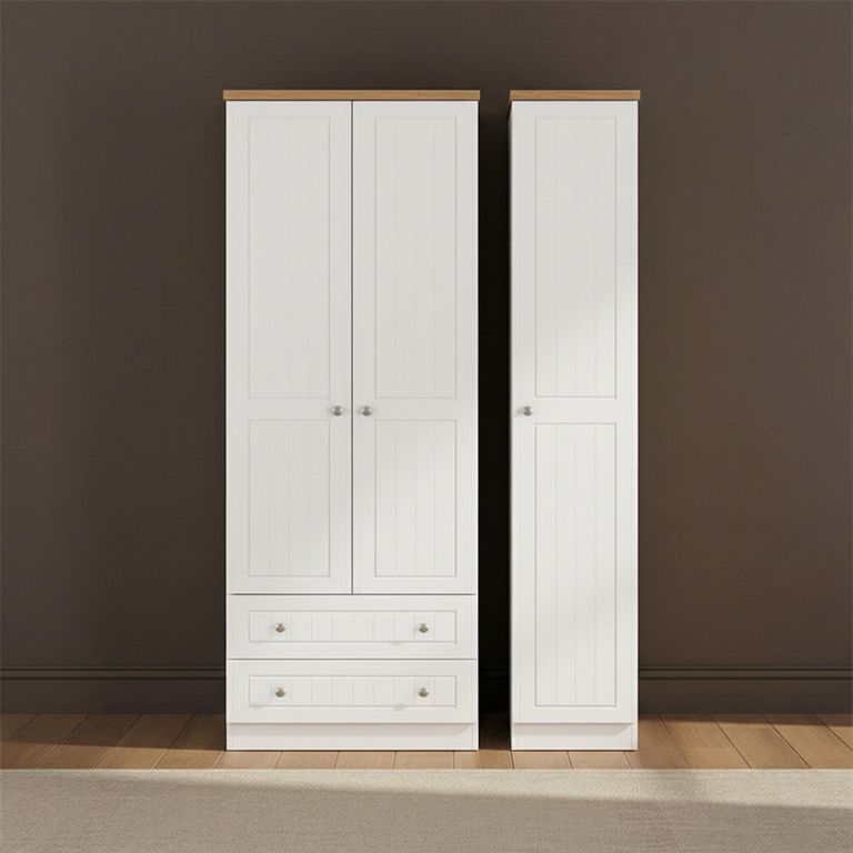 Vienna Wardrobe - 3 Door - LHF 2 Drawers - Tall - Triple - Porcelain