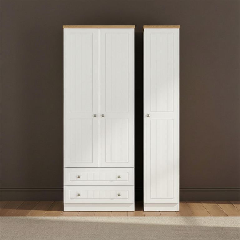 Vienna Wardrobe - 3 Door - LHF 2 Drawers - Triple - Porcelain