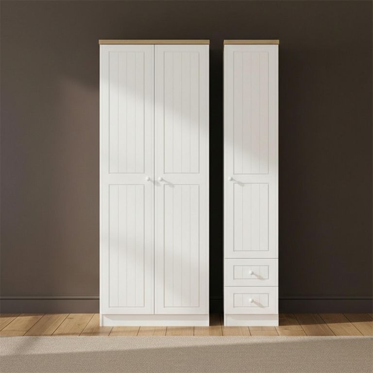Vienna Wardrobe - 3 Door - RHF 2 Drawers - Tall - Triple - Porcelain