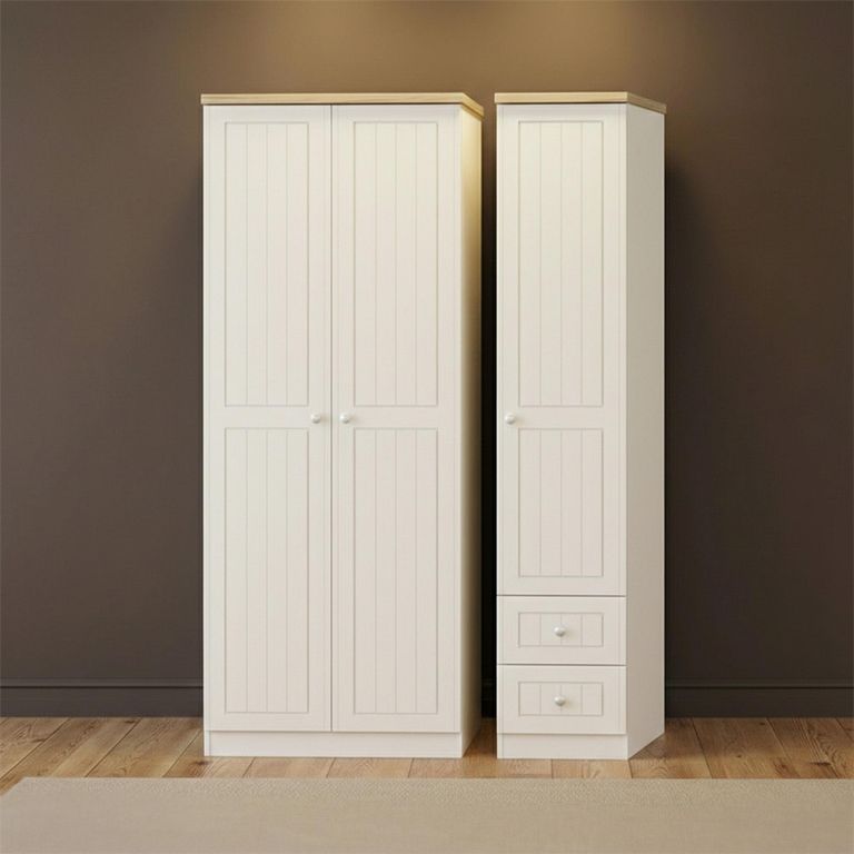 Vienna Wardrobe - 3 Door - RHF 2 Drawers - Triple - Porcelain