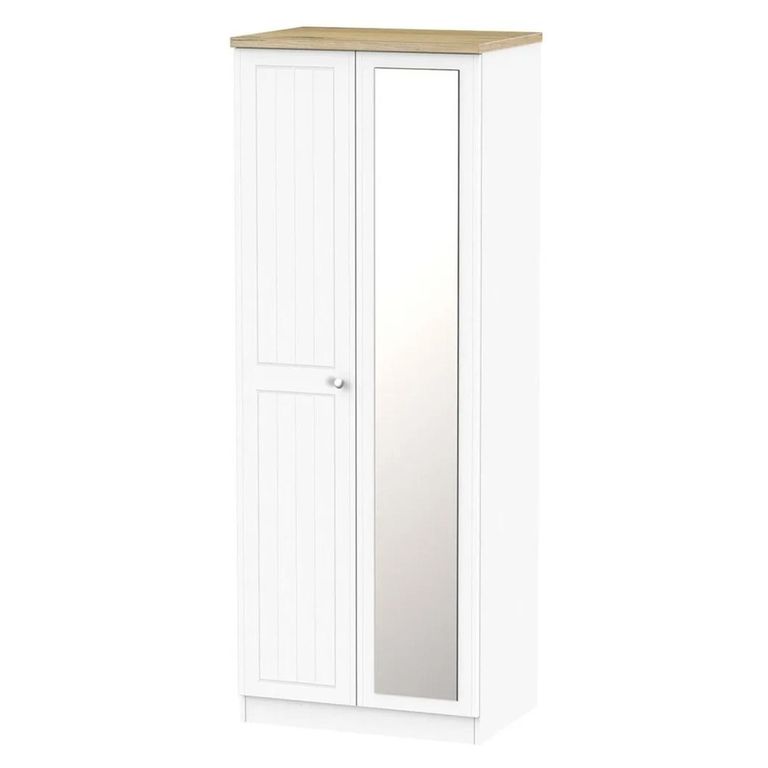 Vienna Wardrobe - 2 Door - 1 Mirror - Tall - Porcelain