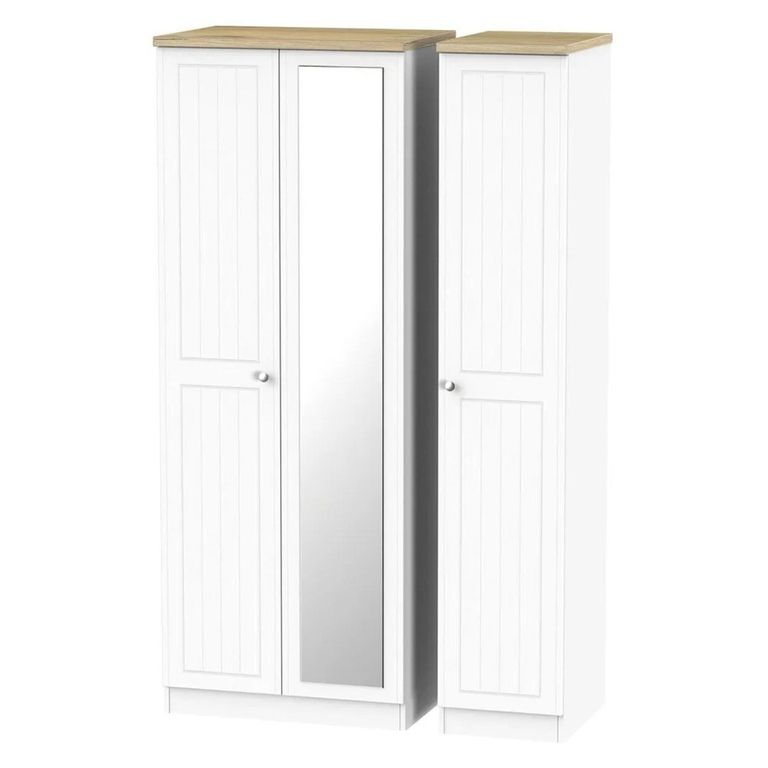 Vienna Wardrobe - 3 Door - 1 Mirror - Tall - Triple - Porcelain
