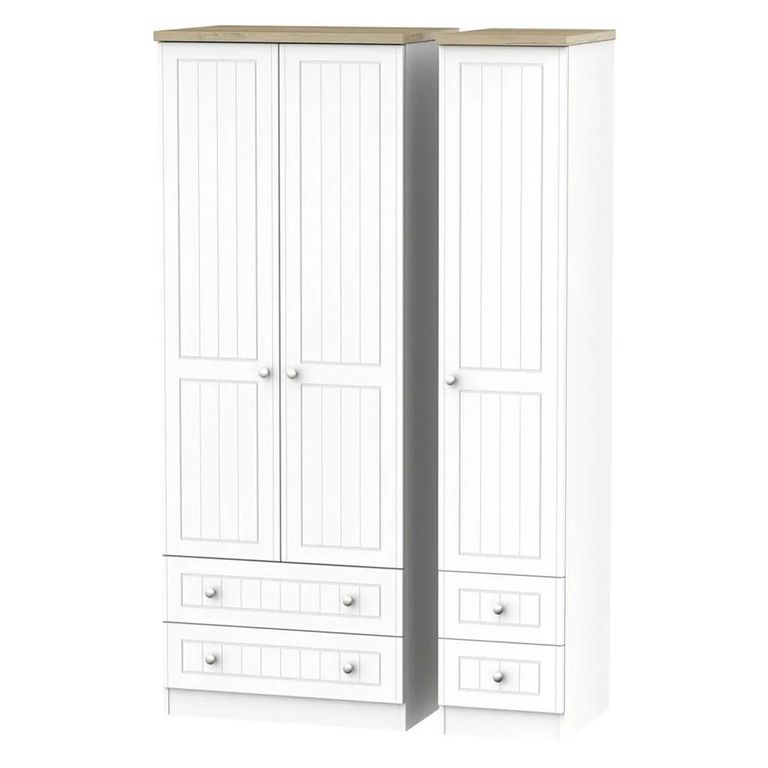 Vienna Wardrobe - 3 Door - 4 Drawers - Tall - Triple - Porcelain