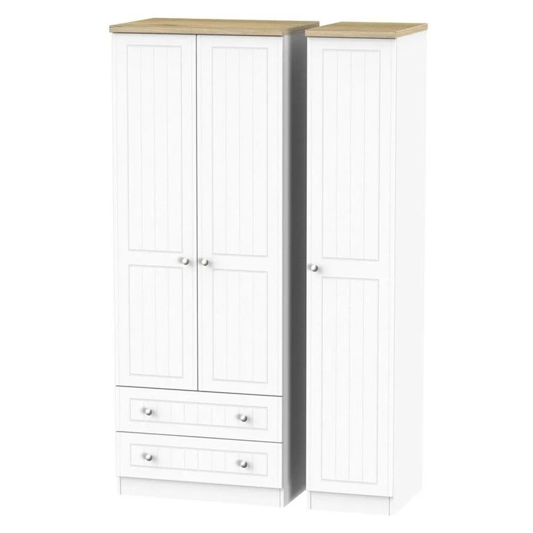 Vienna Wardrobe - 3 Door - LHF 2 Drawers - Tall - Triple - Porcelain