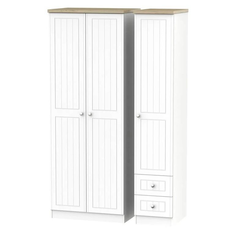 Vienna Wardrobe - 3 Door - RHF 2 Drawers - Tall - Triple - Porcelain