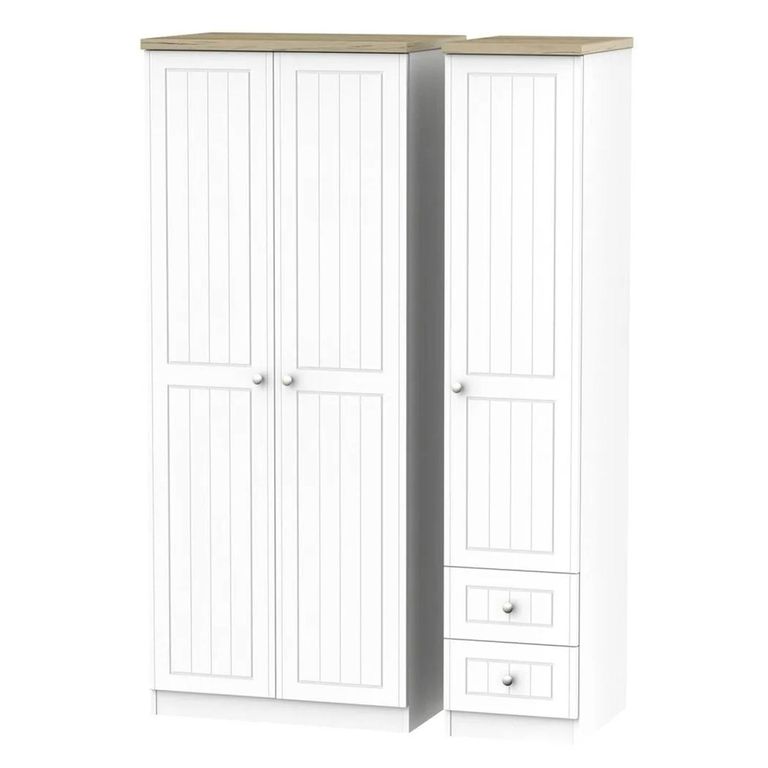 Vienna Wardrobe - 3 Door - RHF 2 Drawers - Triple - Porcelain
