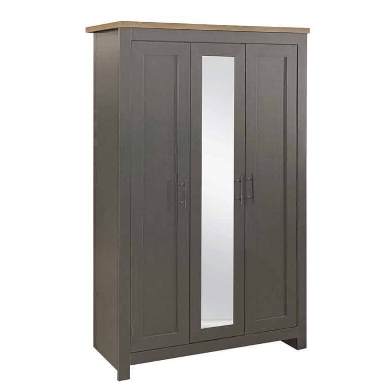 Highgate Mirror Wardrobe - 3 Door - Dark Grey Painted