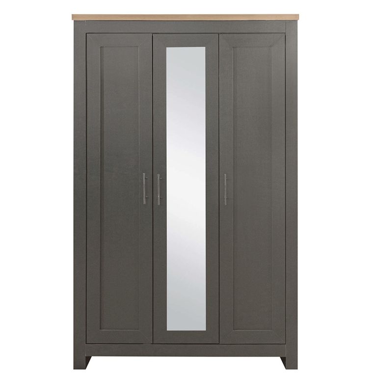 Highgate Mirror Wardrobe - 3 Door - Dark Grey Painted