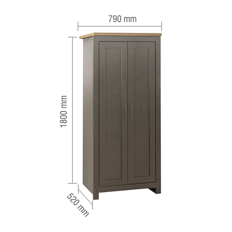 Highgate Wardrobe - 2 Door - Dark Grey Painted