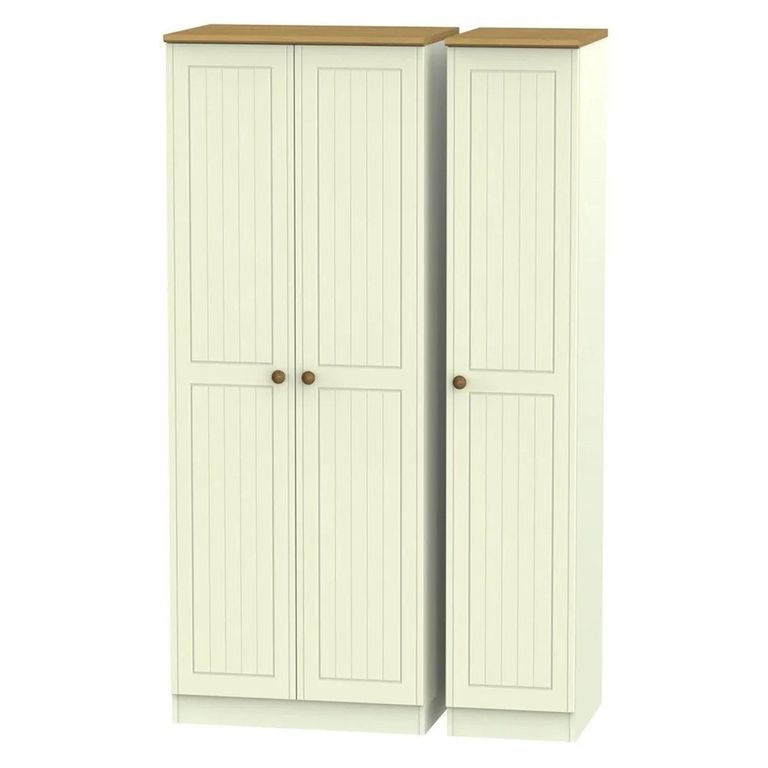 Warwick Wardrobe - 3 Door - Tall - Triple - Cream and Oak