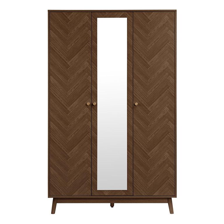 Herringford Mirror Wardrobe - 3 Door - Walnut