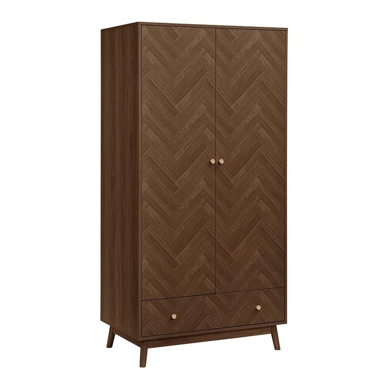 Herringford Wardrobe - 2 Door - 1 Drawer - Walnut