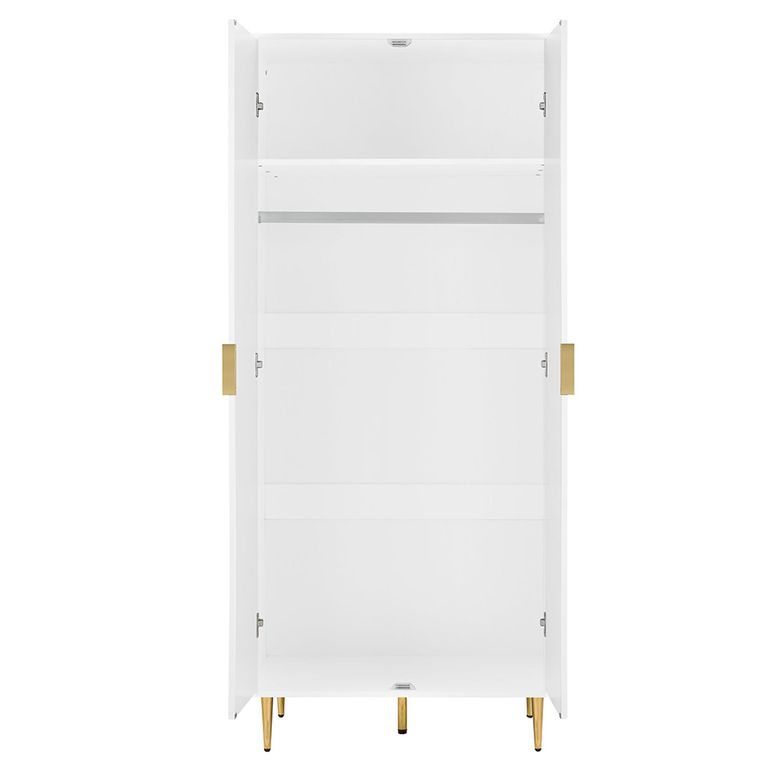 Zara Wardrobe - 2 Door - Fluted - White - Gold Legs