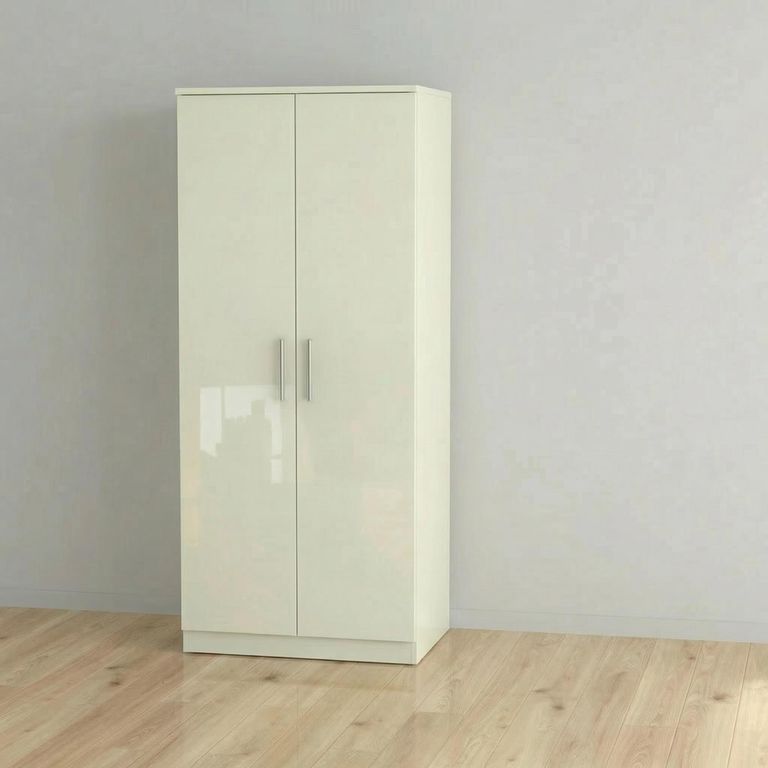 Knightsbridge Plain Wardrobe - 2 Door - Cream Gloss