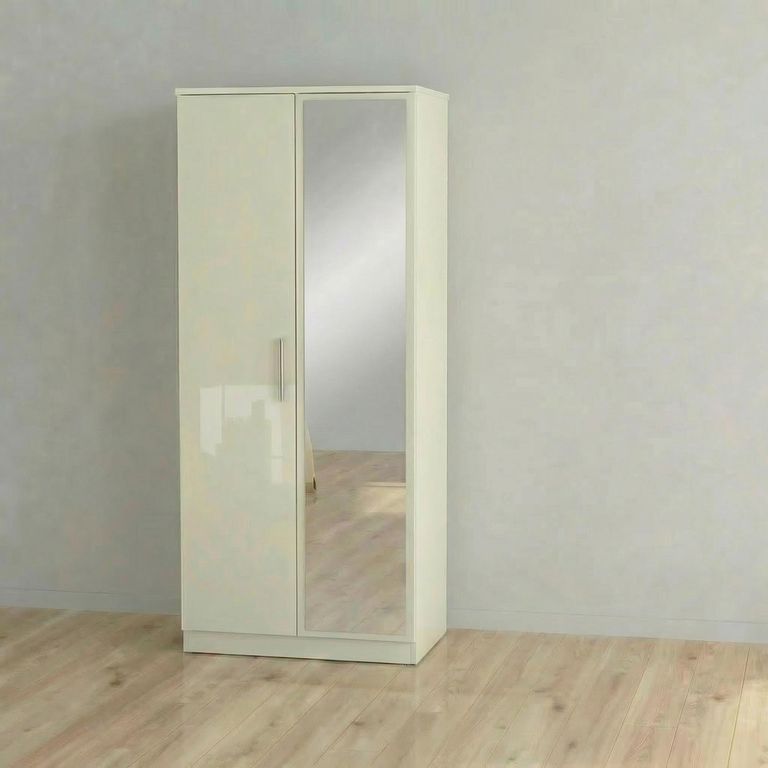 Knightsbridge Wardrobe - 2 Door - 1 Mirror - Cream Gloss