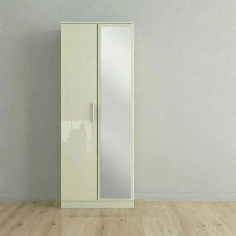 Knightsbridge Wardrobe - 2 Door - 1 Mirror - Tall - Cream Gloss