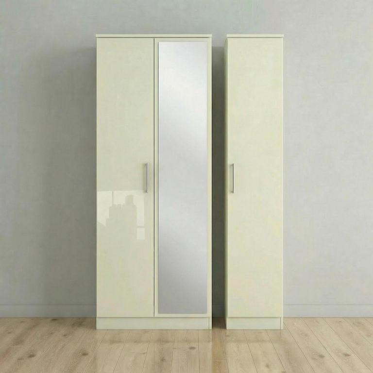 Knightsbridge Wardrobe - 3 Door - 1 Mirror - Tall Triple - Cream Gloss