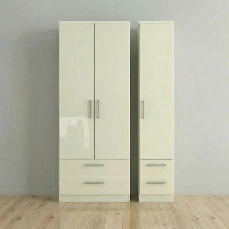 Knightsbridge Wardrobe - 3 Door - 4 Drawers - Tall Triple - Cream Gloss