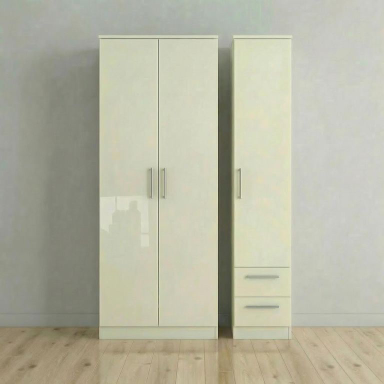 Knightsbridge Wardrobe - 3 Door - RHF 2 Drawers - Tall Triple - Cream Gloss