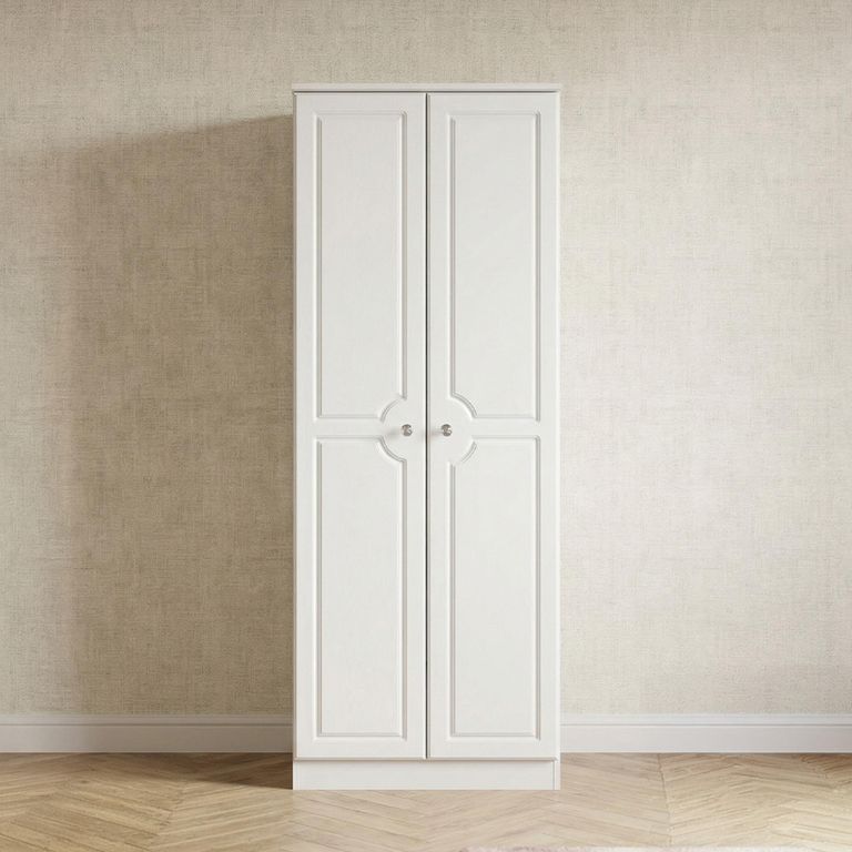 Crystal Tall Wardrobe - 2 Door - Plain - White