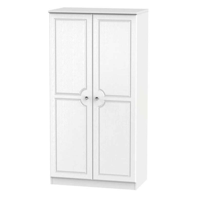Crystal Plain Wardrobe - 2 Door - H 182.5cm - White