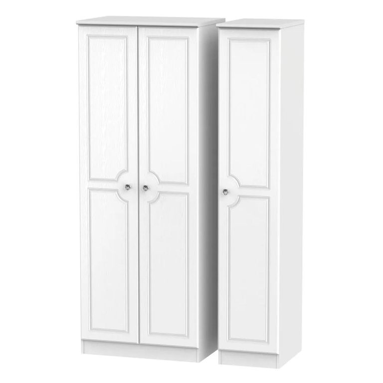 Crystal Tall Triple Wardrobe - 3 Door - White