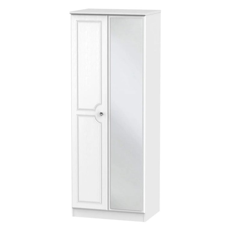 Crystal Tall Wardrobe - 2 Door - 1 Mirror - White