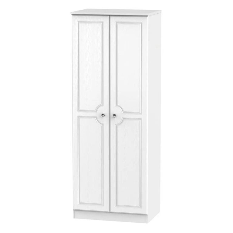 Crystal Tall Wardrobe - 2 Door - Plain - White