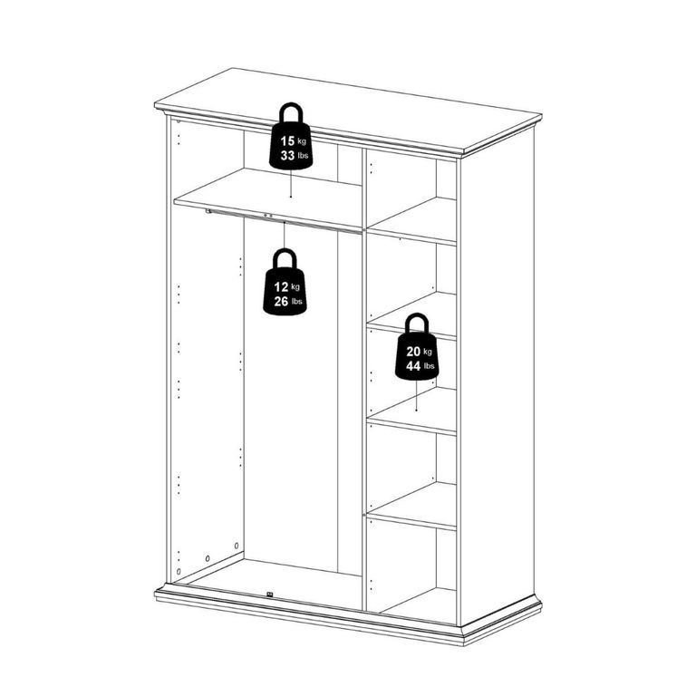 Paris Wardrobe - 3 Door - Grey