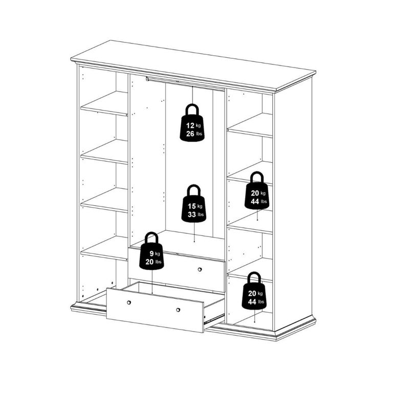 Paris Wardrobe - 4 Door - 2 Drawer - Grey