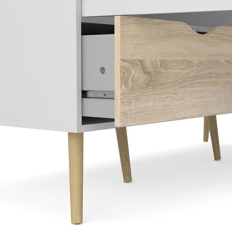 Oslo Wardrobe - 3 Door - 3 Drawer - White and Oak